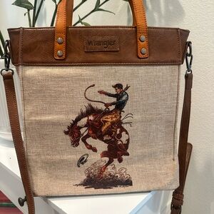 Rare Wrangler Tan and Brown Rodeo Messenger Bag